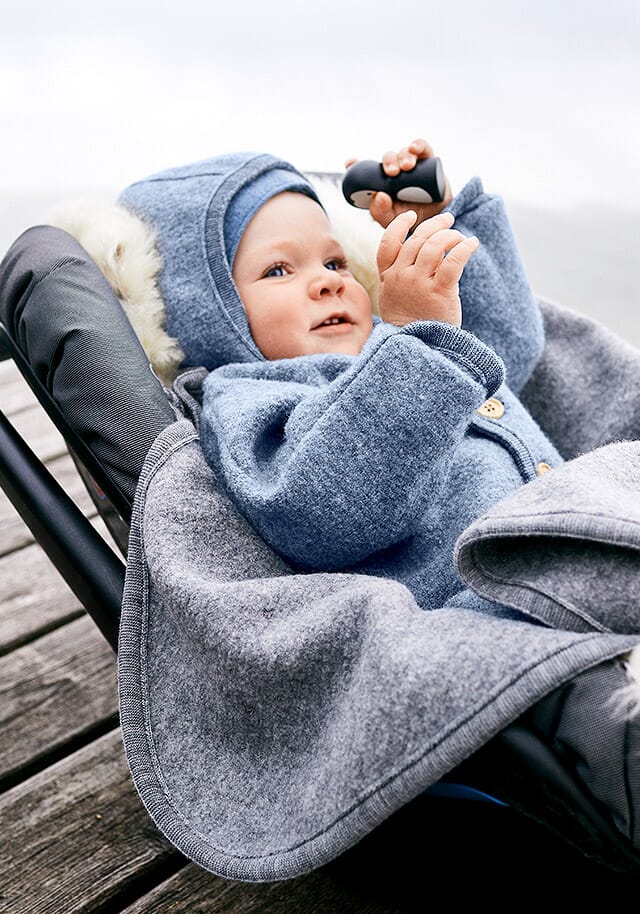 Baby walksack made from pure organic merino wool.