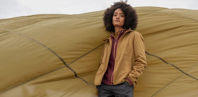 Breathable outdoor clothing for women.