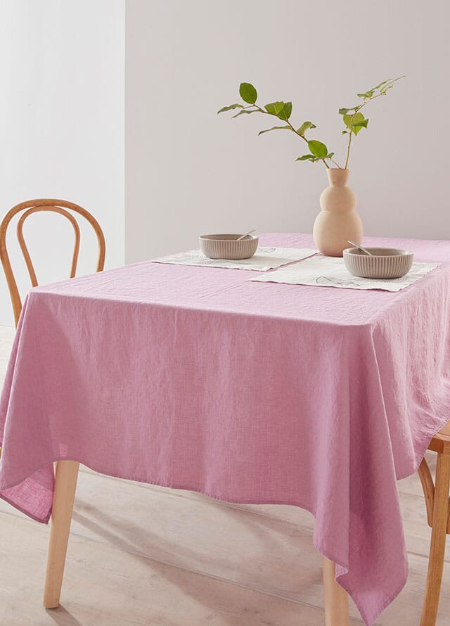 Linen tablecloth.
