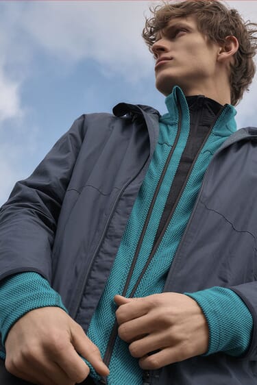 Outdoor layer clothing for men.